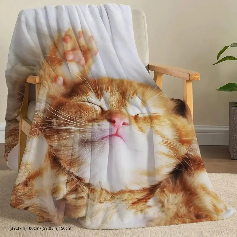 Cute Cat Pattern Blanket, 1 Count Soft Warm Throw Blanket, Air-conditioned Room Blanket, Warm Nap Blanket for Home & Office & Travel 6