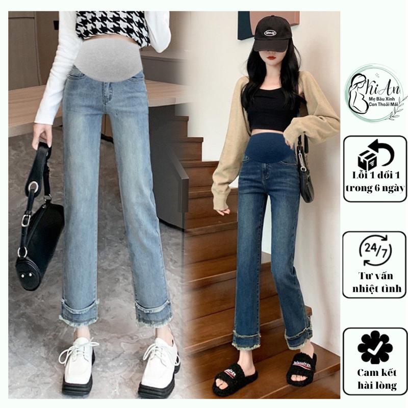 Quần BÒ Bầu Ki An 070 Hàng loại 1 quần bầu chất jean xịn co giãn nhẹ có chun chỉnh bụng to nhỏQuần bầu size S- 2XL0 Váy Bầu Đầm Bầu Voi