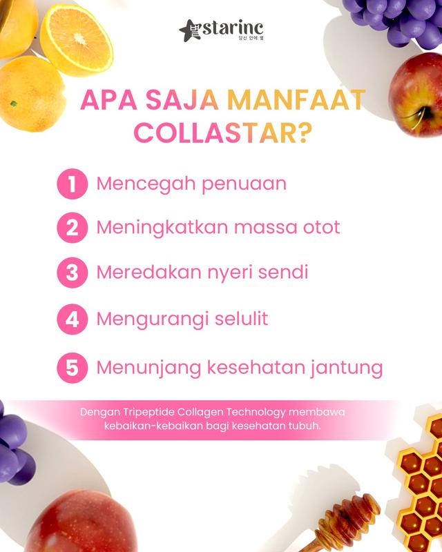 StarInc Collastar Powder Drink, Serbuk Collagen untuk Kulit, Rambut, Sendi, dan Jantung Sehat - BPOM Halal rekomendasi  collagen 8