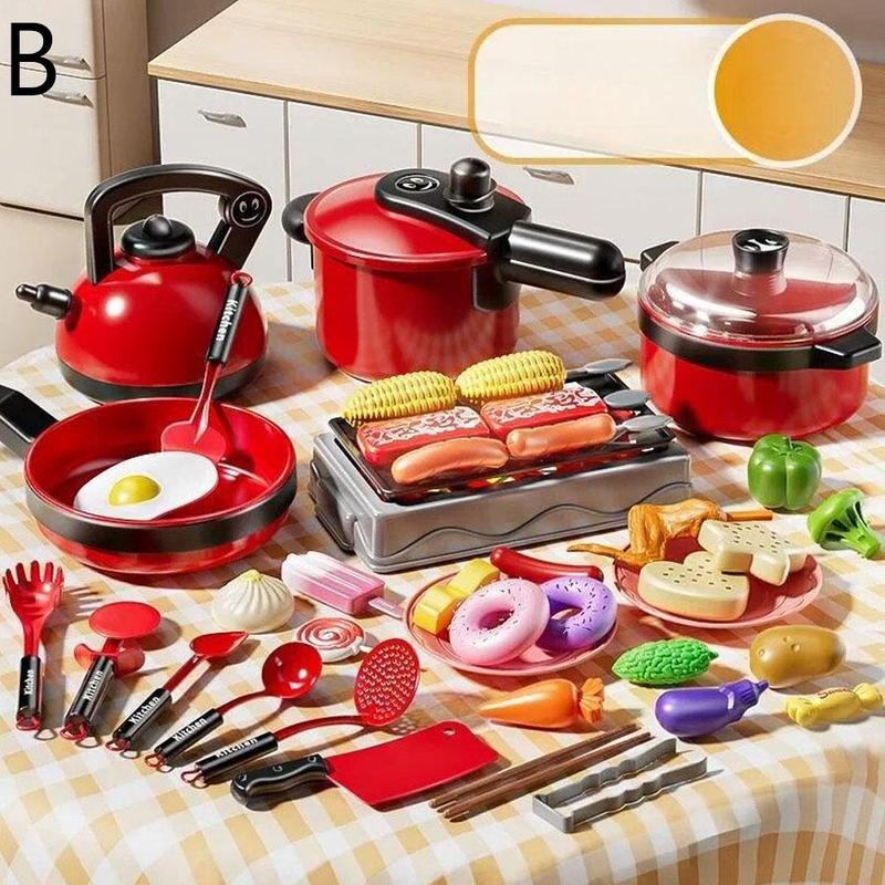 Product Introduction of Kitchen Toy Set For Kids Pretend Play Home Kitchen Baby Cooking And Cutting Toy Set Enjoy Eating Dishes Simulation Cooking Memory Training & Observation 4-6 Years 28