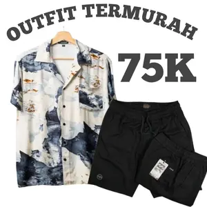 Outfit kemeja Hawai rayon dan broadshot drill