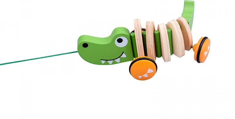 Product Introduction of Infant Walker with Animal Friends: Pull Along Cart Featuring Cartoon Dog and Crocodile for 0-3 Year Olds 0