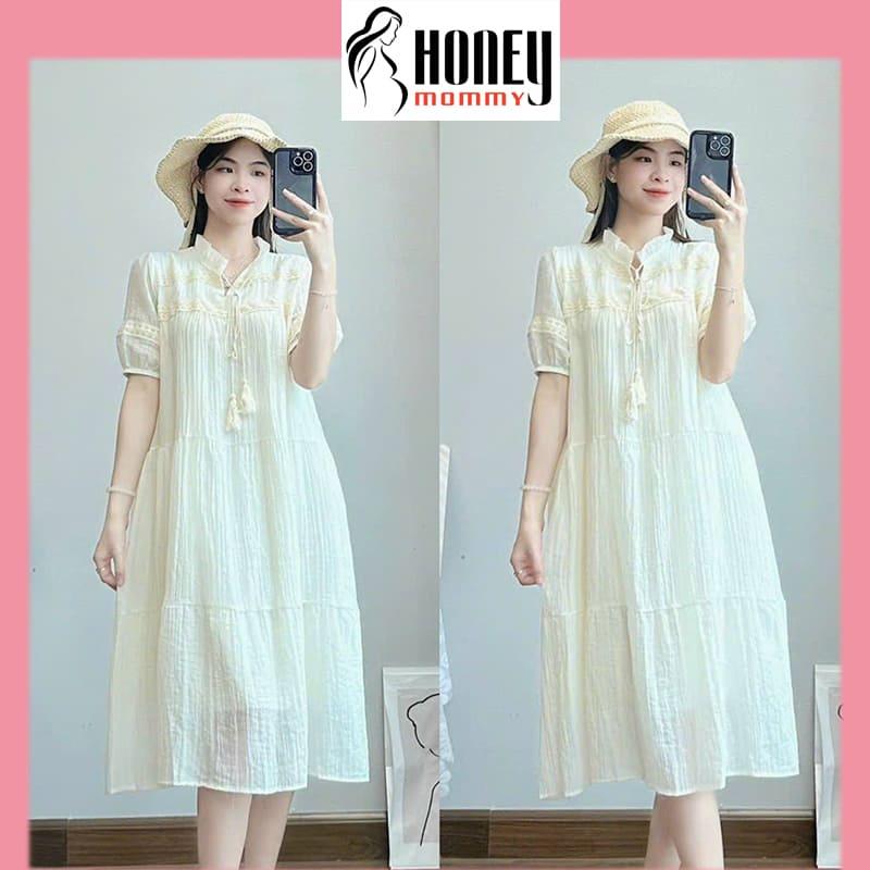 Đầm Bầu Váy Bầu Dáng Suông Thiết Kế Cổ Điển Vintage Dịu Dàng Nữ Tính Tiểu Thư Đi Chơi Dự Tiệc HD2518 Honey Mommy Women Dress