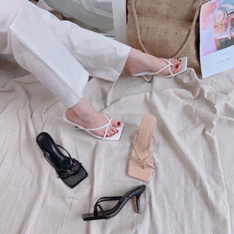 [Hoàn Tiền 15%]Dép nữ thời trang cao gót 7p quai mảnh sang chảnh 009