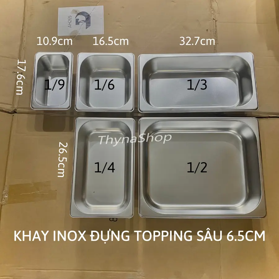 Khay inox đựng topping sâu 6,5cm đựng topping trà sữa, bánh mì, sâu kèm nắp - Bếp bánh Thyna