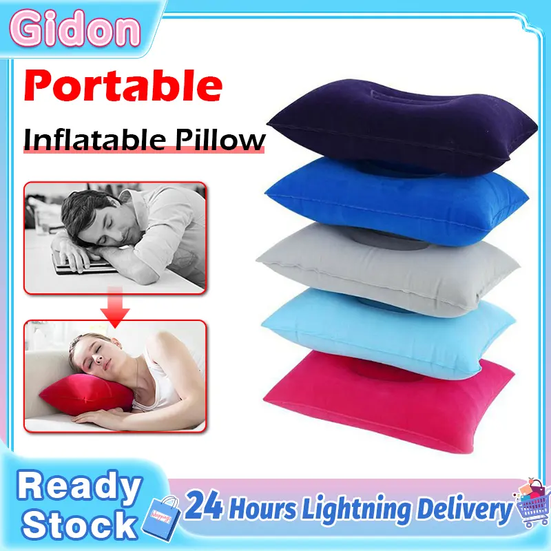 Inflatable Pillow Portable Rectangular Office Camping Hiking Sleeping Lunch Break Pillow For Outdoor Travel (Grey/Blue/Red/Rose Red)