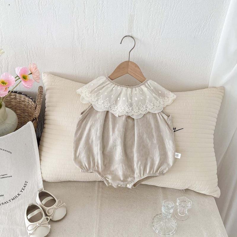 Product Introduction of Quần Áo Trẻ Em Áo Liền Quần Thêu Hoa, Phong Cách Mùa Xuân, Cho Em Bé Gái, Cổ Áo bẻ xuống, Áo Liền Quần ngắn Tay, Váy Chị Em, Phong Cách Ins 20