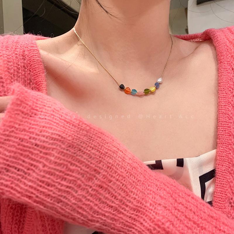 Product Introduction of Lucent_2025 Necklace for Women Korean and Japanese Style 2025 New Trendy Clavicle Chain Sweet Cool Style Heart Sweater Chain Metal Texture High-end Feel for Women 4