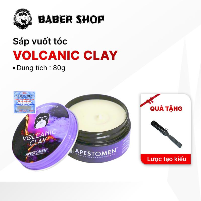 Sáp vuốt  Volcanic Clay 2024 nắp nhôm - Hỗ trợ chăm sóc  - Giữ nếp khoảng 8 đến 12h, kiềm dầu và mồ hôi dành cho  dày tặng kèm lược sáp  vuốt tóc Cleansing