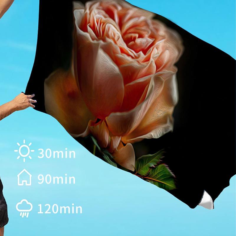 Floral Pattern Beach Towel, Quick Drying Beach Towel, Soft Absorbent Towel for Home Beach Vacation, Beach Accessories, Gift for Friend, Flower 3