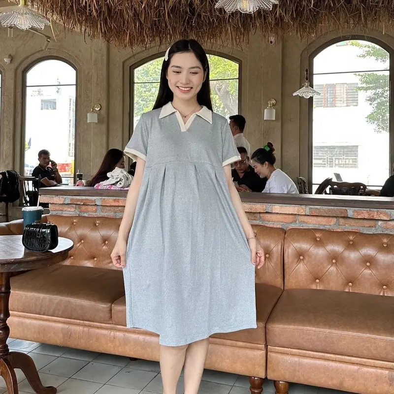 Đầm bầu thun coton form babydoll thanh lịch , trẻ trung năng động mặc đi làm đi chơi . 7