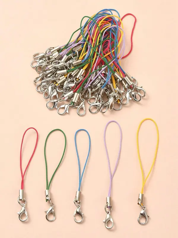 Mixed Color Plastic Phone Lanyard, Phone Hanging Rope, Fashionable Keychain for Women & Men, Suitable for Phone Boxes Diy Decoration 0