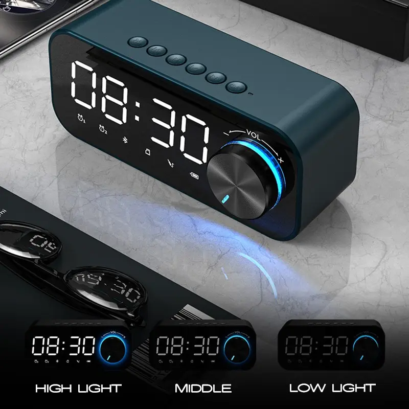 Loa Bluetooth, không dây, có nhiệt kế, đồng hồ báo thức, đèn LED, chất lượng HiFi, loa siêu trầm, máy nghe nhạc, đài FM để bàn, B126