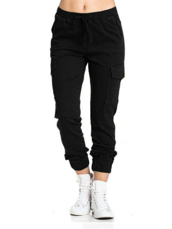 Women's Minimalist Solid Tie Front Elastic Waist Cargo Pants, Lady Basic Casual Comfort Jogger Cargo Pants for Daily Wear, Womenswear Trouser, Pants for Men, Summer Outfits 2024, Ladies Bottoms for Summer 4