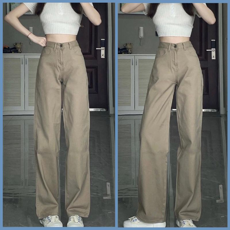 Product Introduction of Quần Kaki Nữ Ống Rộng Lưng Cao Dáng Suông Màu Nâu 522.6 3