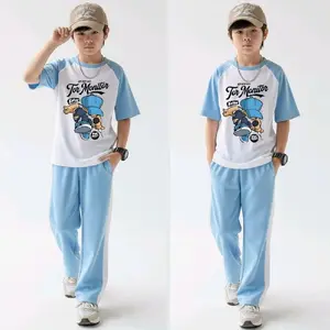 Setelan Baju Anak Laki Laki Lengan Pendek Karakter Tor Monitor Ketua Set Celana Panjang Strip Usia 3-12 Tahun