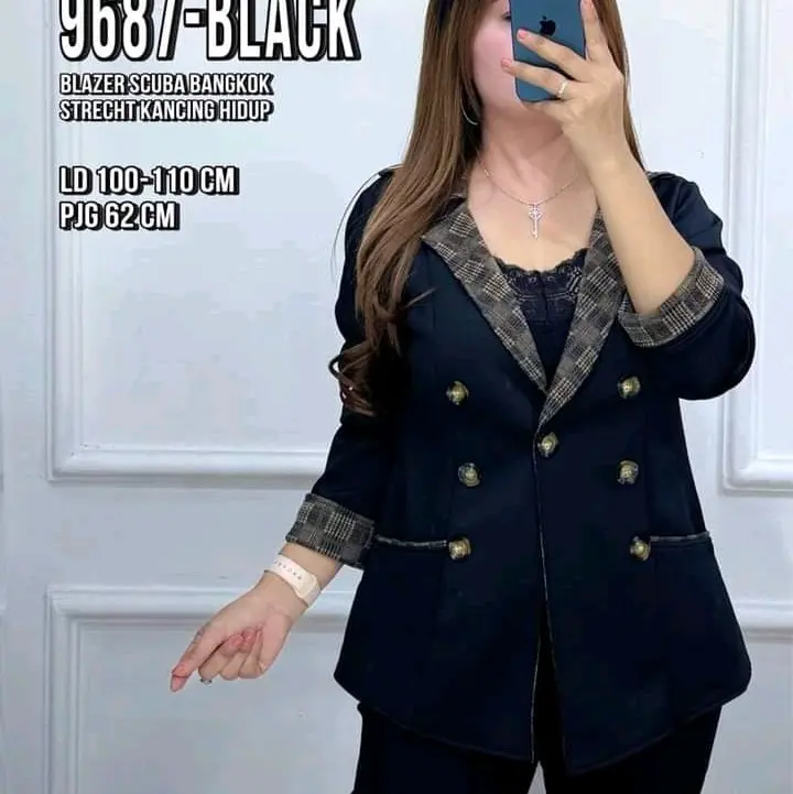 SANT BLEZER PRODUK LOKAL BLEZER KOMBI KOTAK DAN LEOPART Polos Blazer Wanita   Scuba Nyaman Formal 4