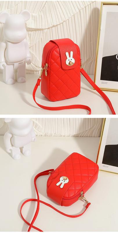 Product Introduction of Ladies Phone Bag High-Grade Special-Interest Design Embroidered Rhombus Rabbit Lock Shoulder Messenger Bag 34