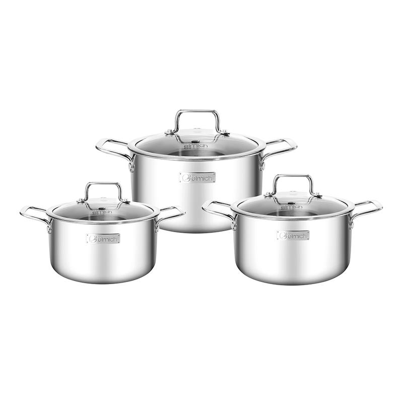  Bộ nồi Inox 3 lớp đáy liền Elmich Trimax classic 2106OL size 18,20,24cm 