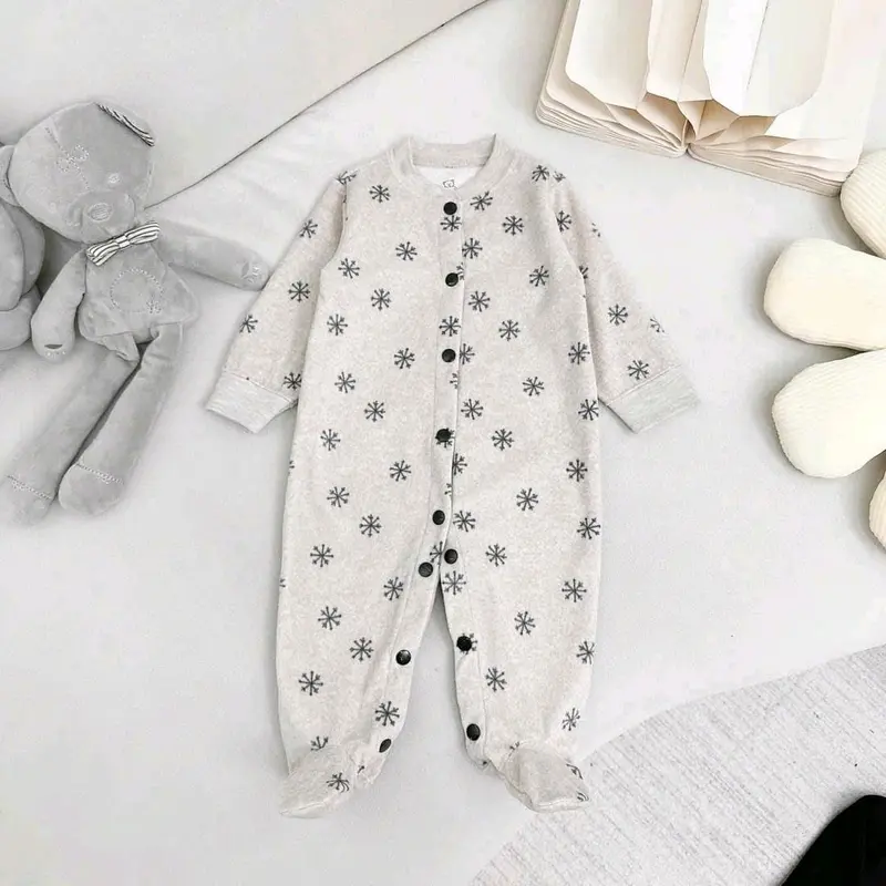 Bộ Body Dài Liền Tất Cho Bé Sơ Sinh Chất Cotton Xuất Dư Mềm Mại - Mùa Thu Đông - Jumpsuit 3