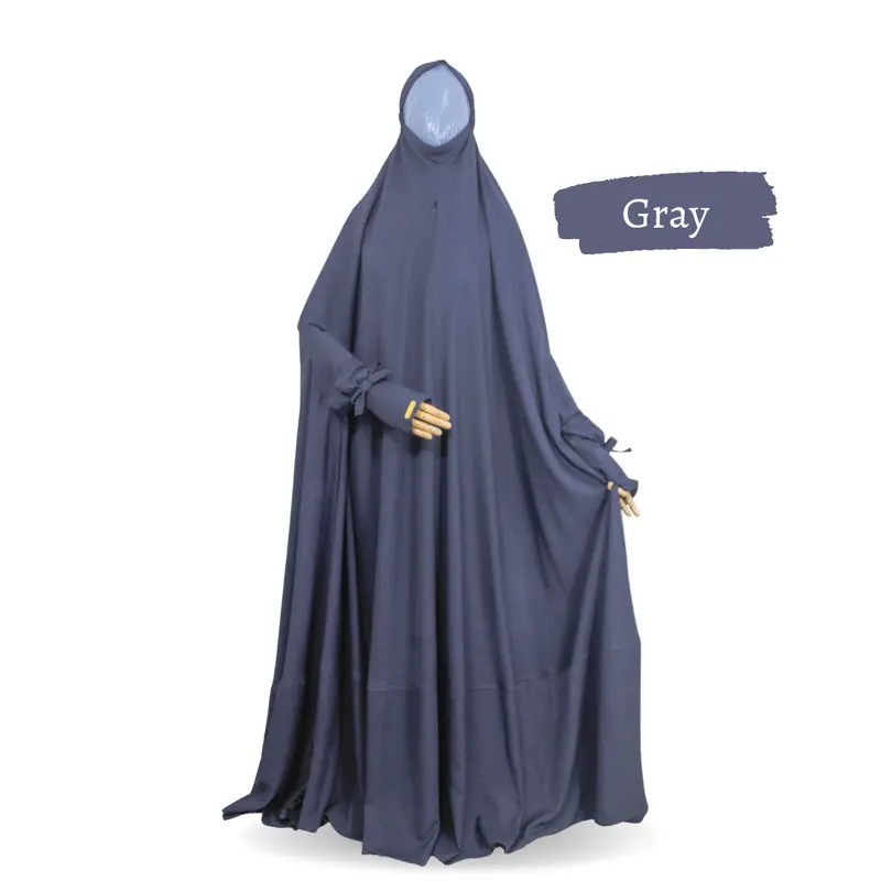 Khaira Long Khimar Jumbo busui overhead instan praktis by hasna moslem  Jilbab  Muslim  Wanita  Syari Non Pad Panjang Tangan Pita Zipper Kerudung Soft Hitam Karet 7
