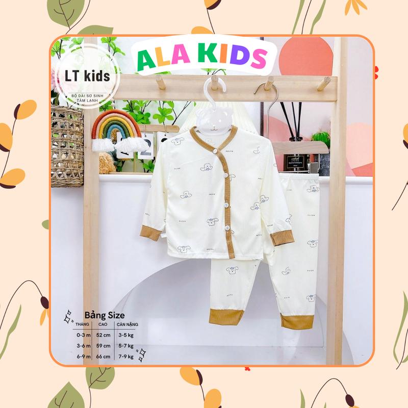 Combo 3-Combo 5 Bộ quần áo dài tay chất tăm lạnh Hàn quốc, bảng màu kem cho bé trai và bé gái, size sơ sinh 3-9kg 0