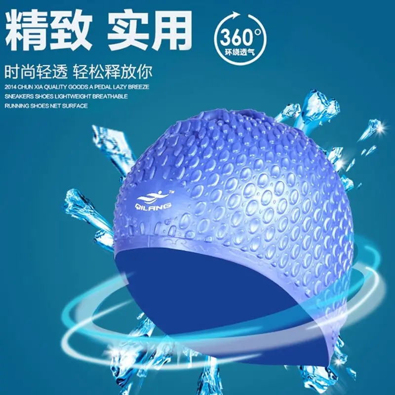 【bathing cap】[2961 People Collection] Swimming Cap Women Waterproof Not Squeezing Head Long Hair Ear Protectors Special Men's Children's Professional Silicone Large Swimming Cap