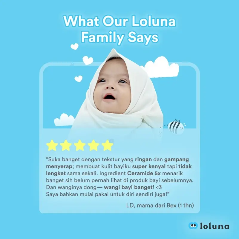 Loluna Face & Body Baby Lotion 80 ML / Krim Lotion Muka dan Badan Bayi 5