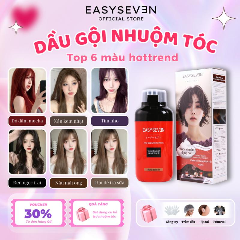 EASYSEVEN Dầu gội phủ bạc thảo dược dạng màu cơ bản phủ màu nhanh - 400ML