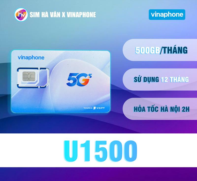   Độc Quyền  Sim data 1 năm U1500 5G - Sim Vinaphone 12 tháng sử dụng 500GB Tháng không cần nạp 