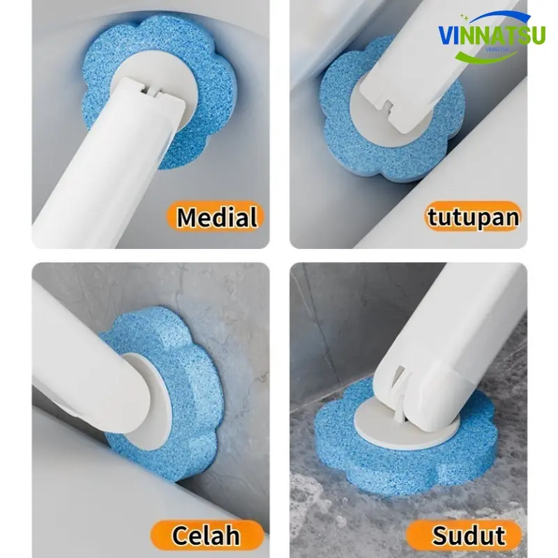 Vinnatsu Pembersih Toilet Sekali Pakai Spons Pembersih Kamar Mandi 6 Pcs Spons Isi Ulang Pembersih WC Disposable Bathroom Brush Sikat Toilet Sponge Anti Lecet 1