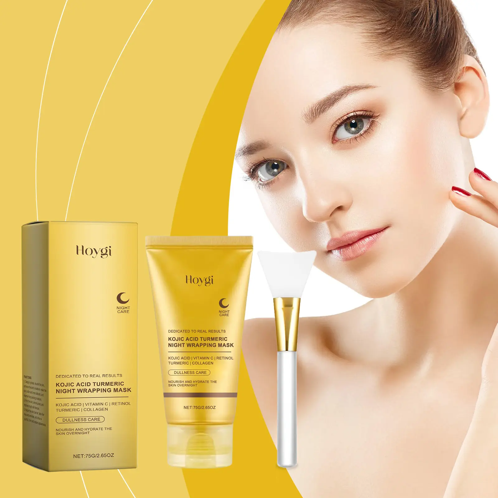 Turmeric & Collagen Peel-Off Mask 75g with Brush - Gentle Detox & Brightening for Smooth, Radiant Skin