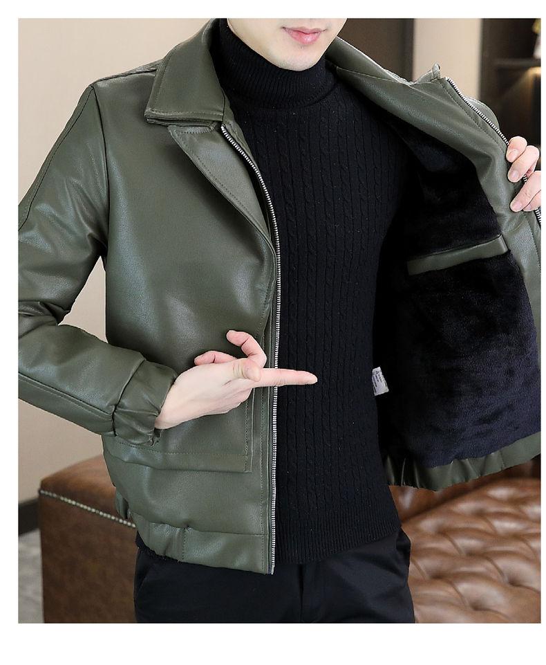 Product Introduction of High-End Leather Men's Casual Jacket Korean-Style Slim-Fit Motorcycle Clothing Leather Jacket Long-Sleeved Jacket Cold-Proof Raccoon Coat Parent 31