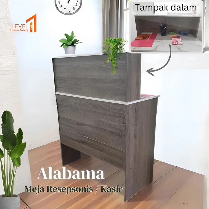 Alabama Meja Kasir 80 x 40 | Meja Resepsionis | Meja Kantor Minimalis Estetik Multifungsi dengan Drawer | Meja Kerja 1