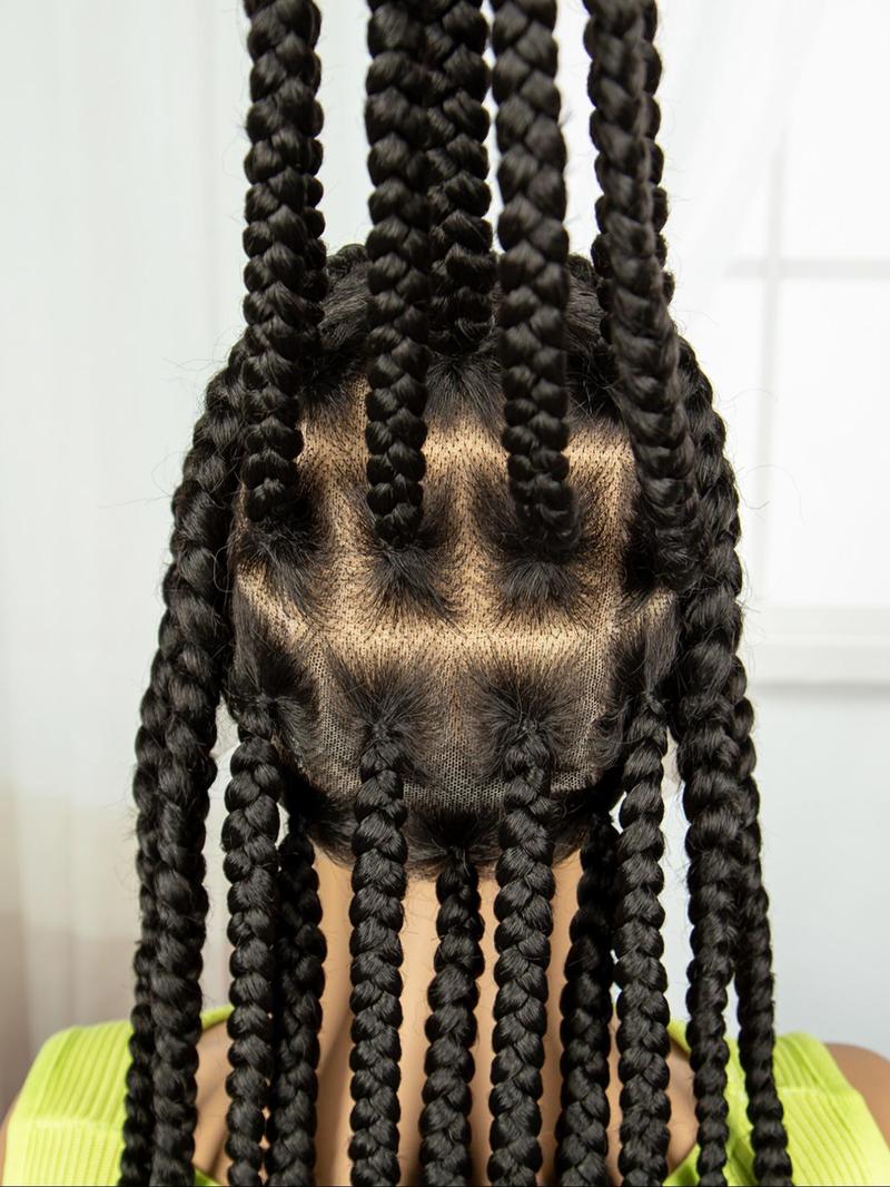 Product Introduction of 38 Inch Long Cornrow Braids for Black Women, Gorgeous Fluffy Wigs without Bangs, Synthetic Braided Full Lace Wigs for Party, Daily Use 5