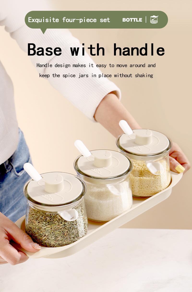 Product Introduction of Glass Seasoning Bottle Jar Household Kitchen Specific Seasoning Box Light Luxury Storage Packaging Combination Set 8