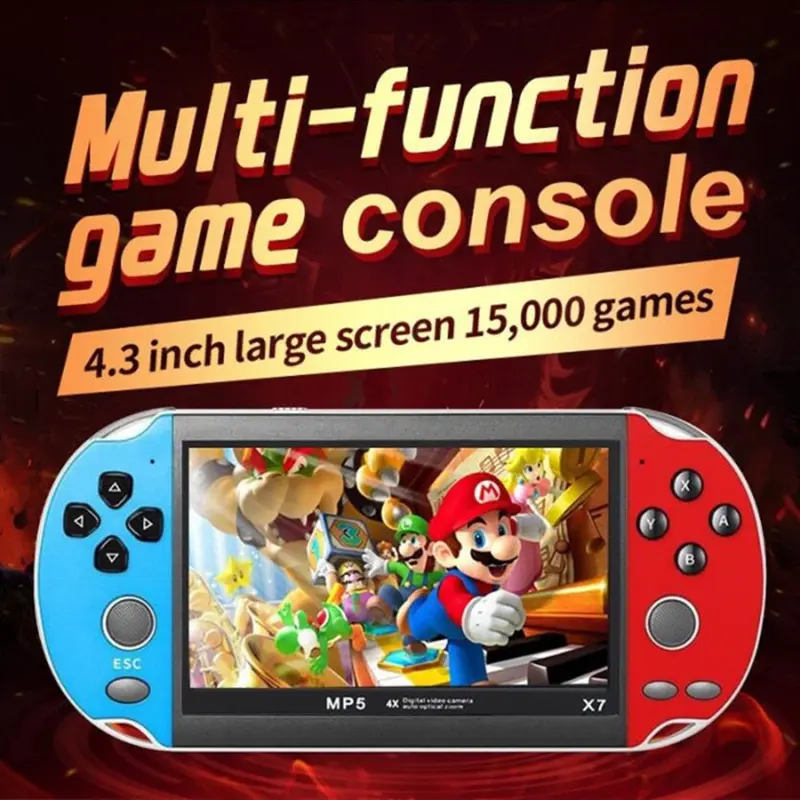 PSP X7 Handheld Game Screen Besar 4.3 Inch HD 8G Mp5 Musik Video Player X7 Handheld Gameboy Built-in Games Gratis 0