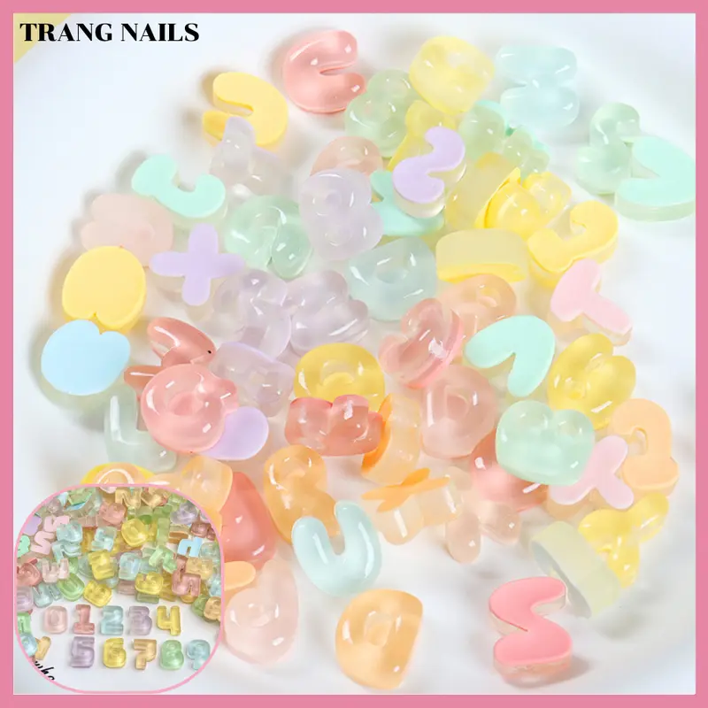 Charm Chữ Trong Mini Trang Trí,Handmade Ốp Lưng,Bình Nước,Nón Bảo Hiểm,DIY Không Keo-Charm Lumi