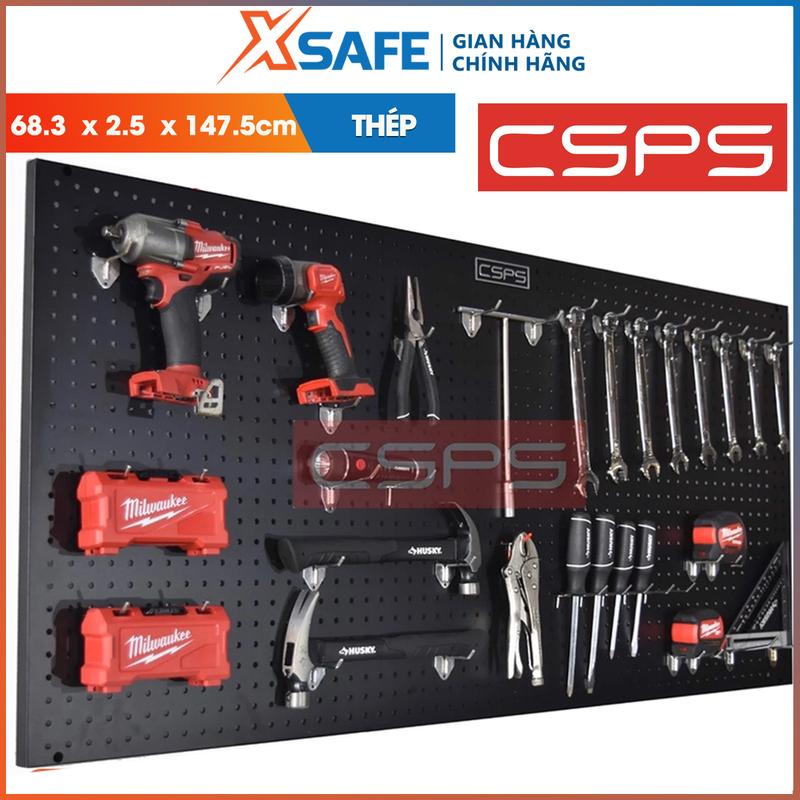 Vách lưới treo tường CSPS 147cm bảng treo đồ Pegboard, tấm lưới kim loại treo đồ nghề, sơn tĩnh điện