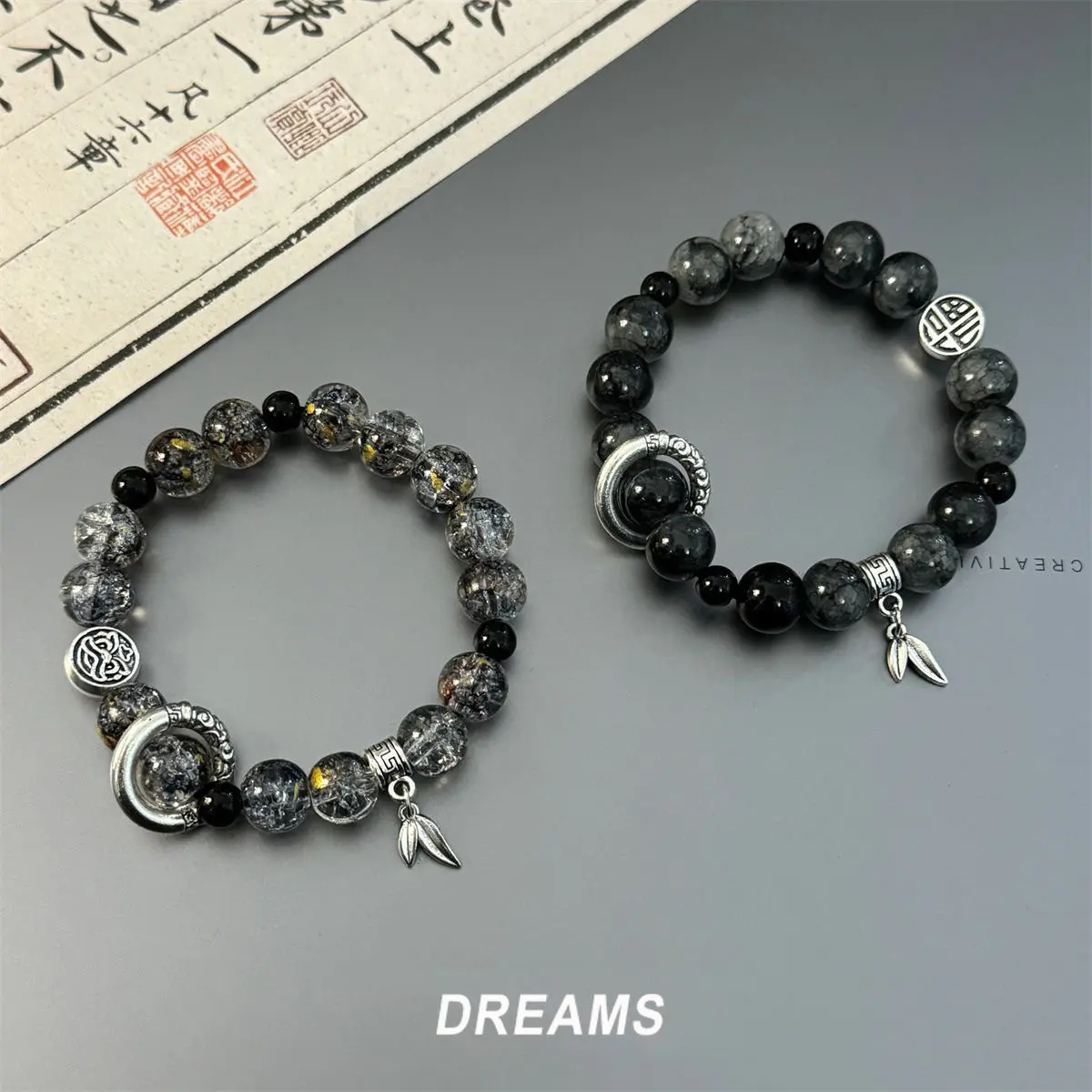 New Chinese Style Ice Crack Beaded Bracelet wrist strap，hand chain， Bracelet for Women