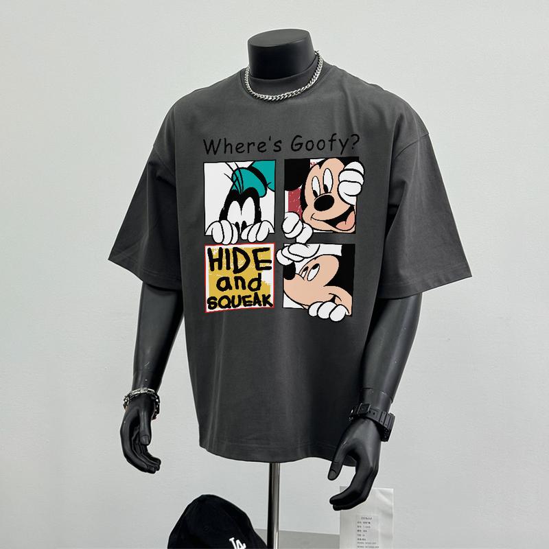 Product Introduction of Áo Thun Hoạt Hình Dáng Rộng Thùng Thình Ngắn Tay, 100% Cotton, Áo Cổ Thuyền, Dành Cho Nam Và Nữ, Unisex Menswear 7
