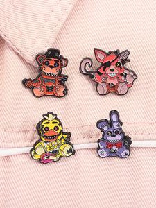 Set de 4 piezas de Broches de metal con esmalte de Five Nights at Freddy's 3, Personajes del juego de terror: Bonnie, Freddy, Chica y Foxy, Broches y distintivos para mochila, ropa o gorra, Accesorios de moda, Joyería, Regalos para amigos gamers