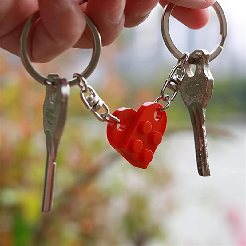 Heart Shaped Keychain, 1 Pair Heart Charm Metal Key Ring, Creative Keychain for Bag & Car, Ideal Friendship Gift 4