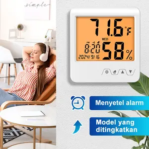 Thermometer Hygrometer Pengukur Suhu Humid Ruangan Kandang Mesin Tetas Telur Alarm Dengan Pengatur Waktu