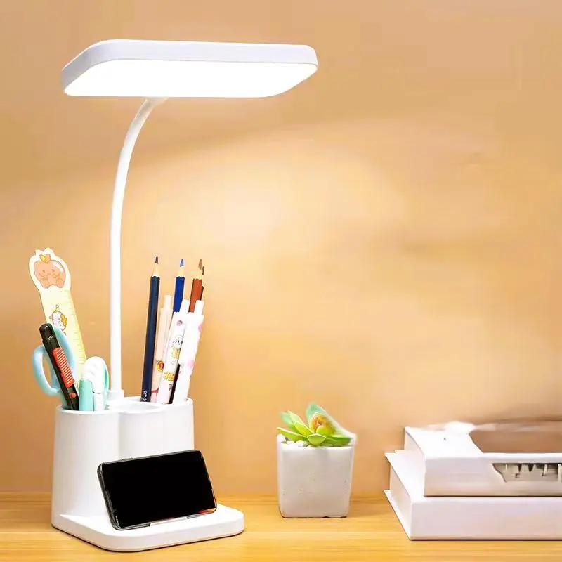 Rechargeable Desk Lamp, Desk Light with Pen Holder, Dimmable LED Desk Lamp for Home Office Study Room 0