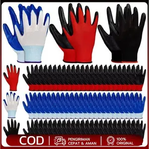 20Pasang SARUNG TANGAN LUPO NYLON LATEX PALM FIT ANTI SLIP KACA ANTI GORES SAFETY HAND GLOVES