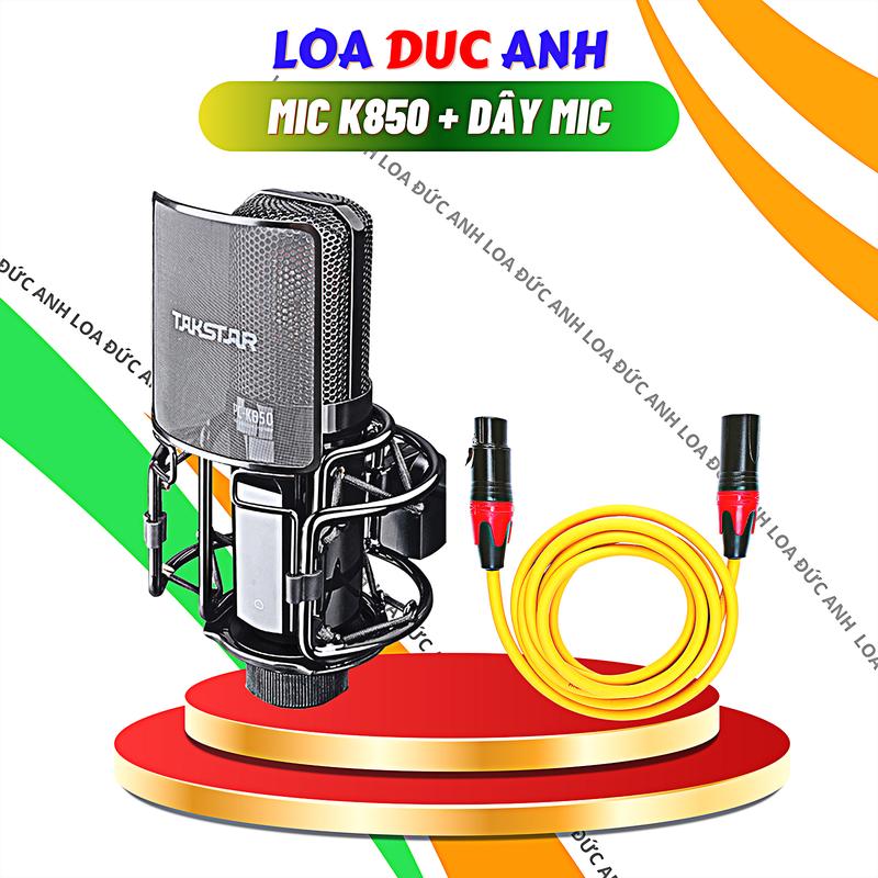 (HÀNG LOẠI 1) Mic Thu Âm PC K850 Cao Cấp Sử Dụng Nguồn 48V Tặng Kem Dây Mic XLR Kết Hợp Sound Card Và Mixer