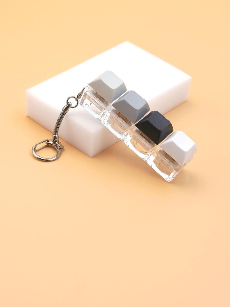 Product Introduction of Fun Keycap Keyboard Keychain As Summer Outfits 2024, Punk Style Keyboard 4 Keys Toy Keychain for Women & Men, Summer Fashion Accessories for Daily Use for Decompression Gift 0