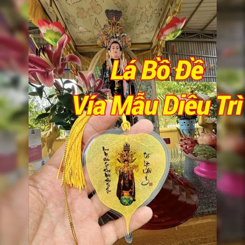 [Tặng Rùa Vàng]  Lá Bồ Đề Mẹ Diêu Trì Kim Mẫu trang trí ốp lưng, xe hơi, bóp tiền 1