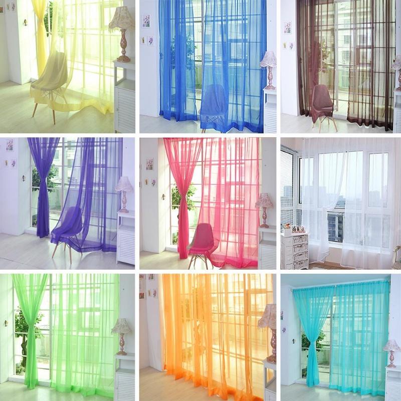 Rèm Voile Hoa, 100 * 200cm, Màu Pastel Sáng, Đầy Màu Sắc, Trang Trí Ngôi Nhà Đẹp, Bảng Điều Khiển Rèm Cửa Và Cửa Sổ, Voan Xuyên thấu, Khăn Quàng cổ, Thích Hợp Cho Lễ Ramadan Raya, Không Bao Gồm Vỏ Gối 2